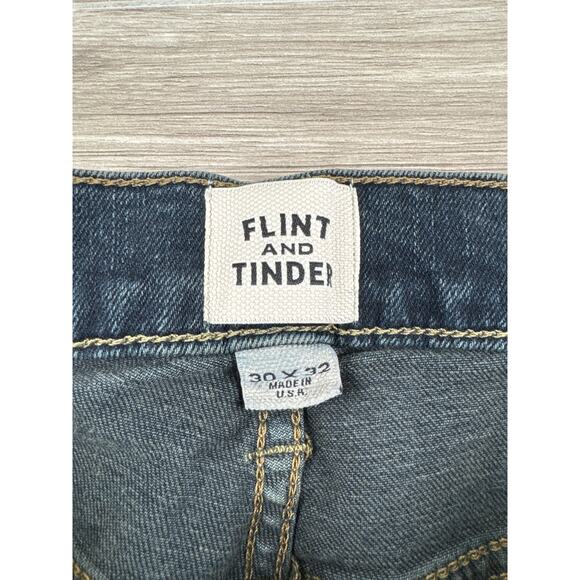 Flint and Tinder All American Stretch Denim Straight Fit Dark Overdye Jeans - Picture 4 of 8